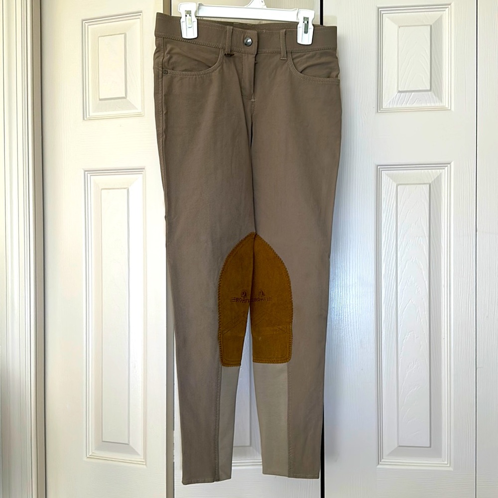 Romfh Tan Cropped Equestrian Pants with Reinforced Knees
